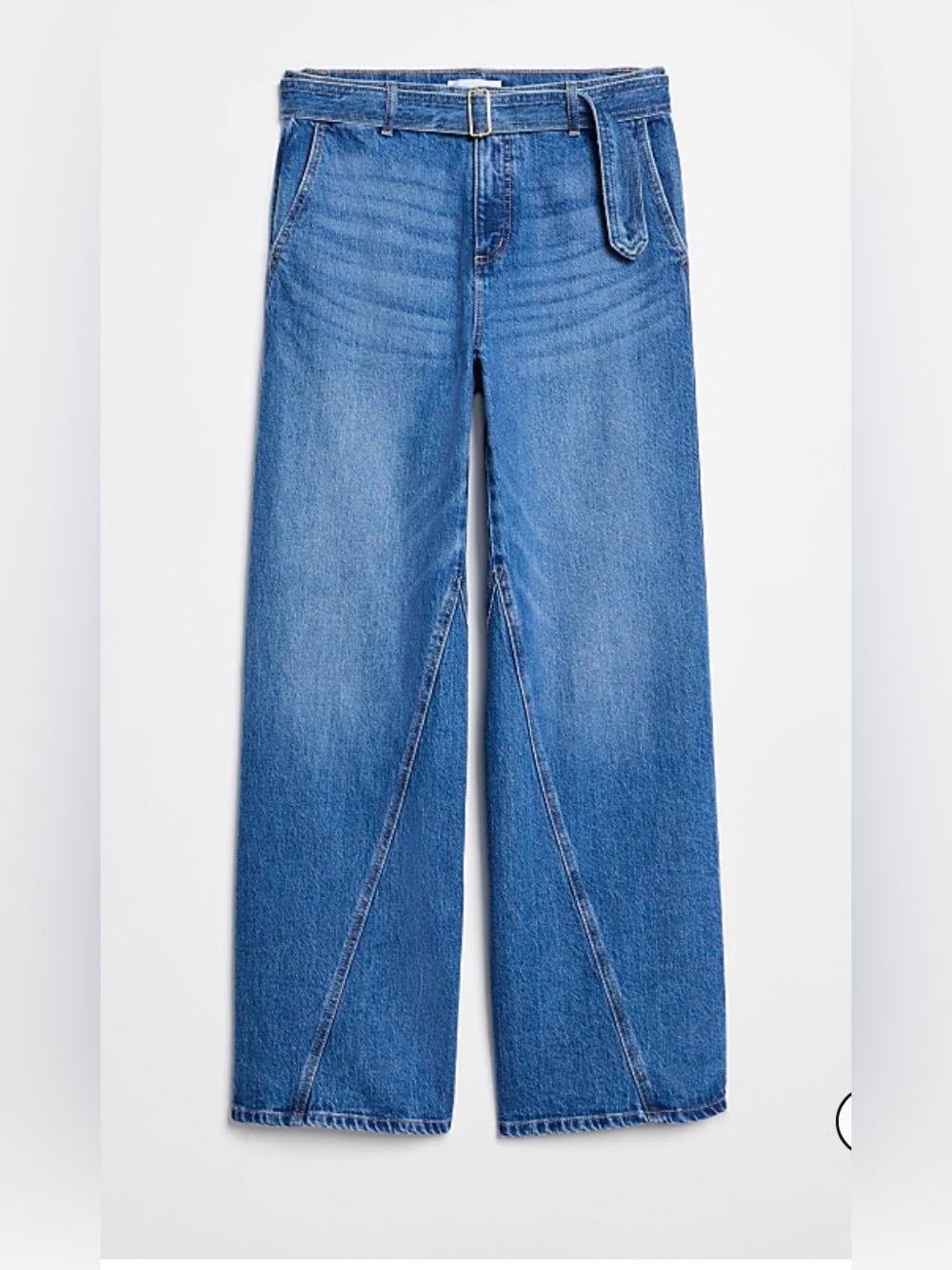 LOFT Petite Belted Slim Wide Leg Blue Jeans Size 10